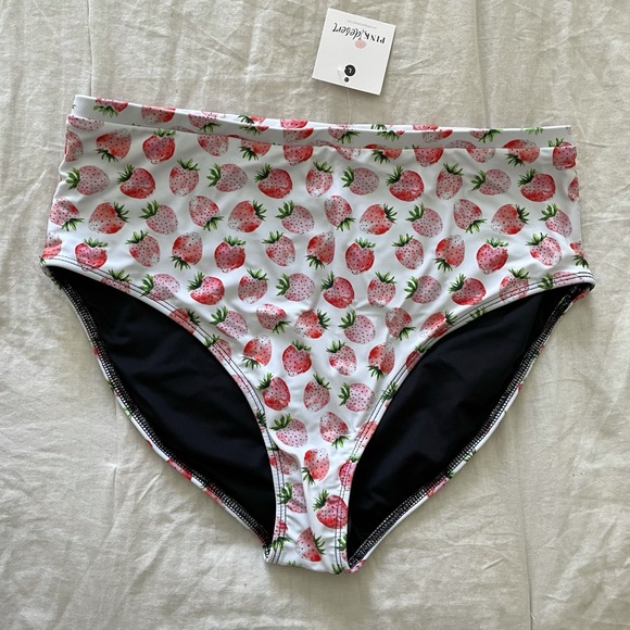 Pink Desert High Waist Bottoms Strawberry Print - Picture 3 of 5